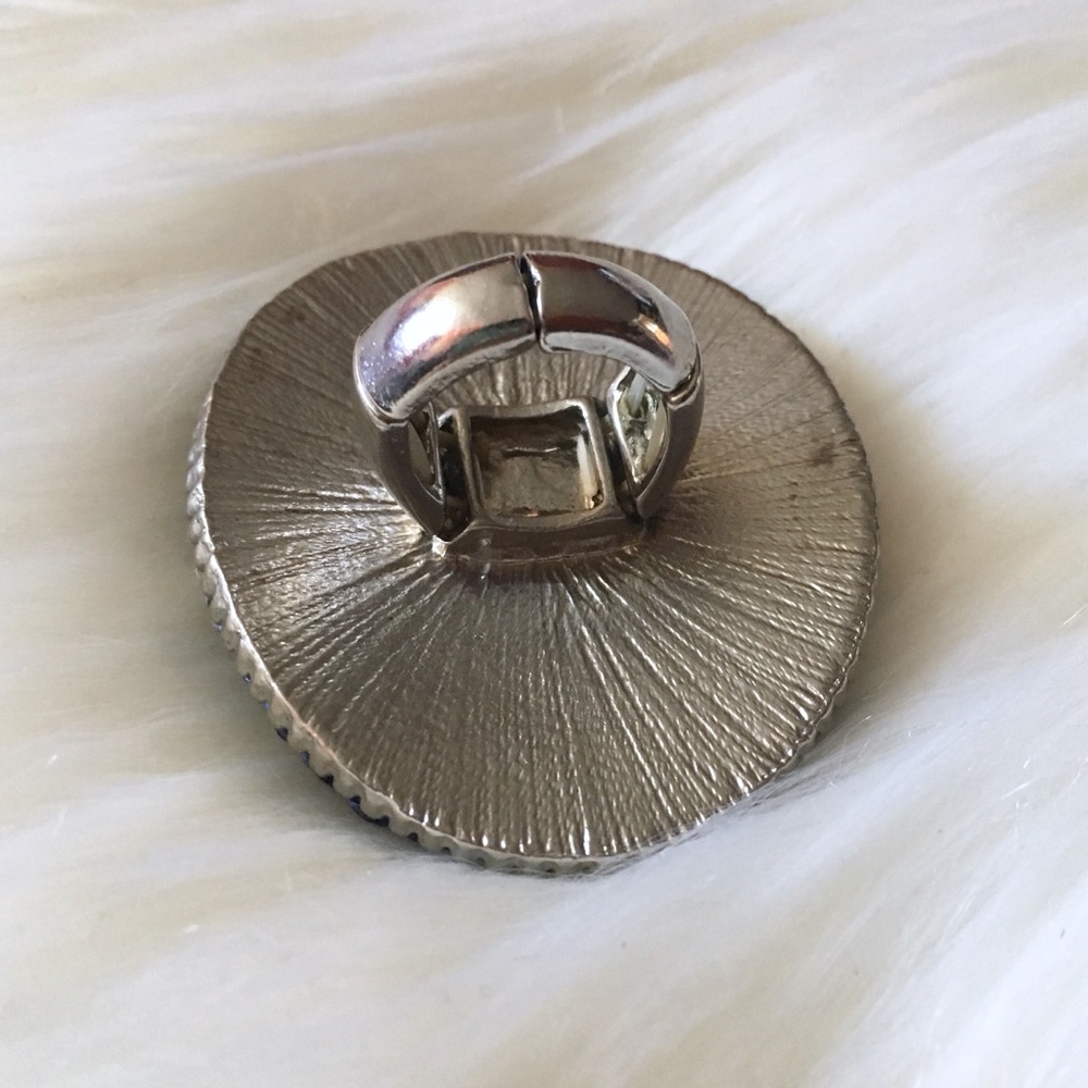 Statement Ring Blue Faux Stone Rope & Rhinestones - Picture 4 of 7